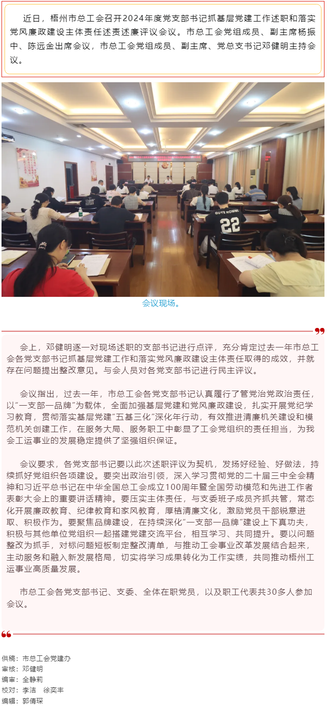 破除問題促實(shí)干，繼往開來再啟航｜市總工會(huì)召開2024年度黨支部書記抓基層黨建工作述職和落實(shí)黨風(fēng)廉政建.png